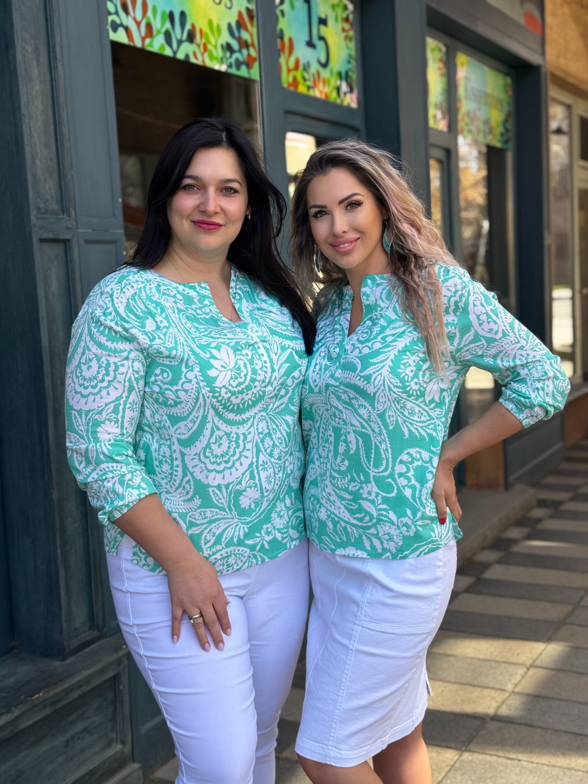 Navigazione türkiz-fehér mintás viszkóz tunika - Image 3