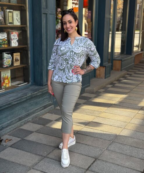 A Navigazione oliva-fehér mintás viszkóz tunika alternatív nézete