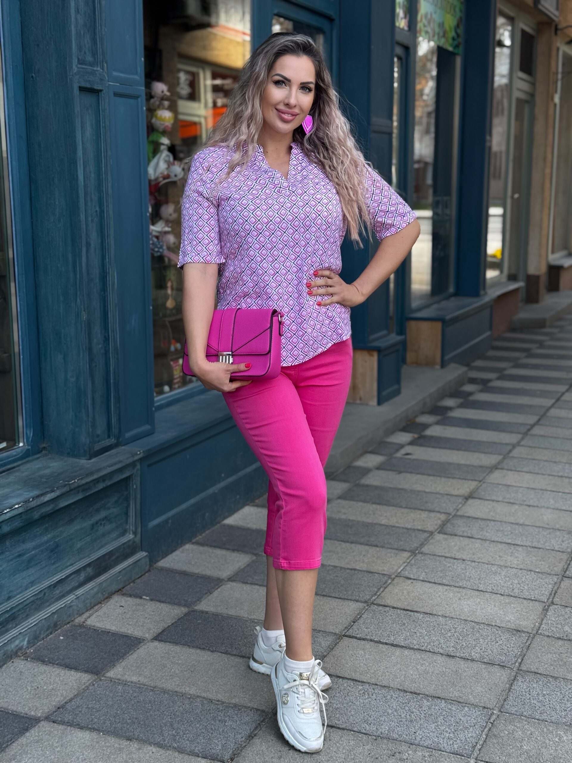 Navigazione pink mintás viszkóz tunika - fehér, 2. kép | MyBerill Boutique