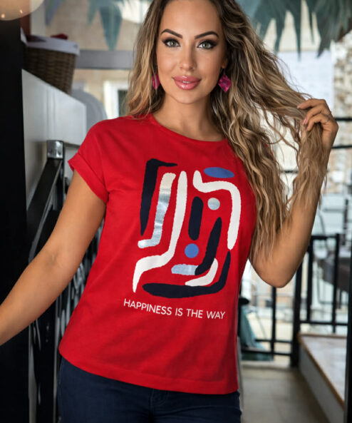 Navigazione rövid ujjú piros felső