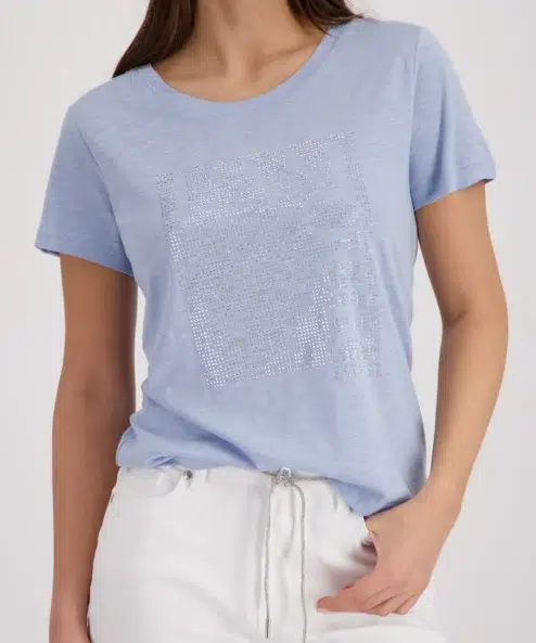 Monari rövidujjú strasszos felső világoskék