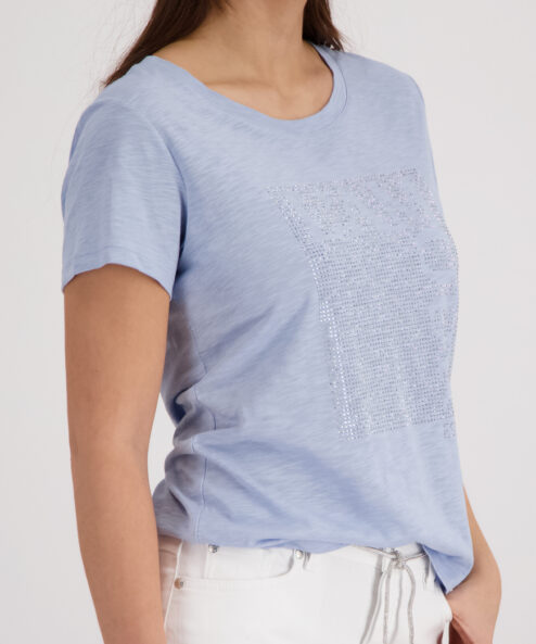 A Monari rövidujjú strasszos felső világoskék alternatív nézete