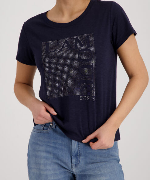 Monari rövidujjú strasszos felső sötétkék