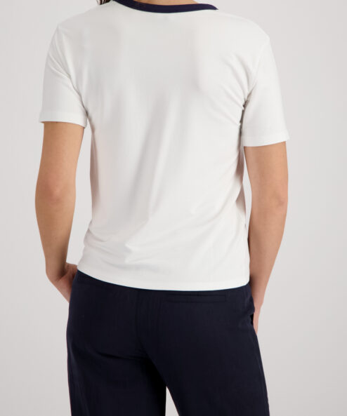 Monari rövidujjú felső kék feliratos - fehér, 4. kép | MyBerill Boutique