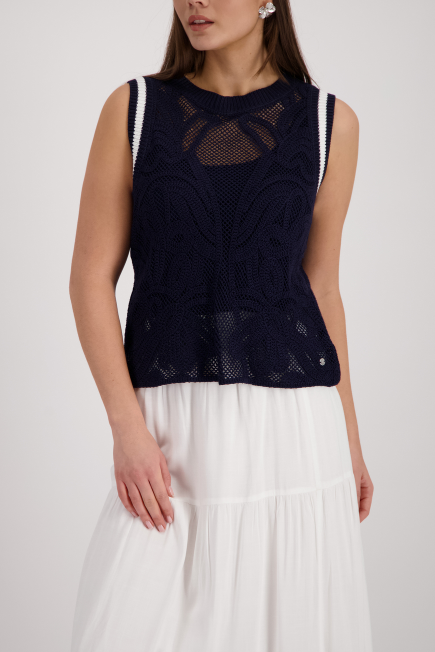 Monari Kötött mellény Cornelly mintával - fehér, 2. kép | MyBerill Boutique