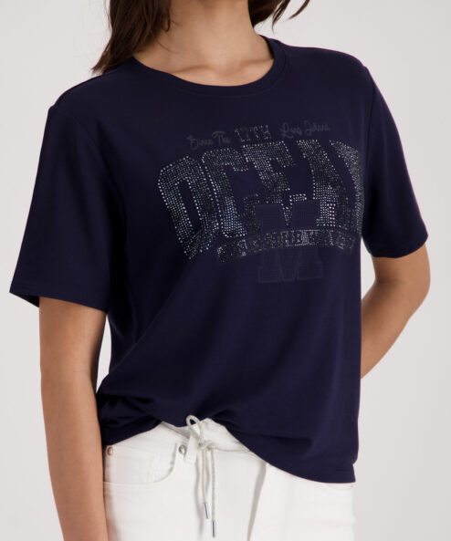 Monari Dekoratív részletekkel díszített póló sötétkék
