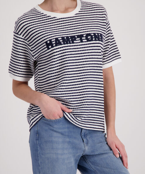 Monari Texturált póló felirattal "HAMPTONS"