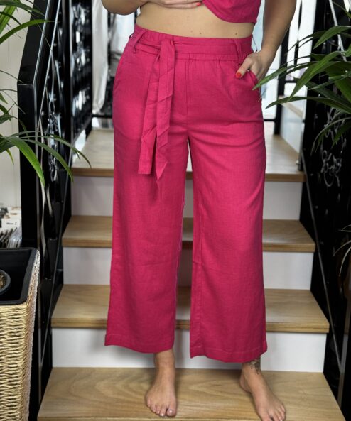 A Navigazione 7/8-os rugalmas lenvászon nadrág övvel pink alternatív nézete