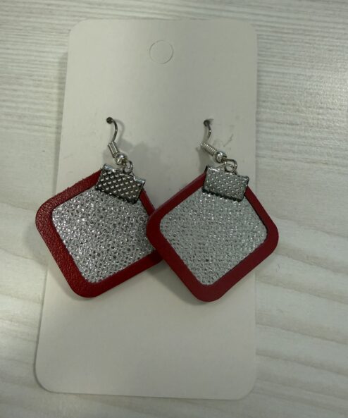 LEYA bőr kézműves fülbevaló rombusz duo - ezüst, 5. kép | MyBerill Boutique