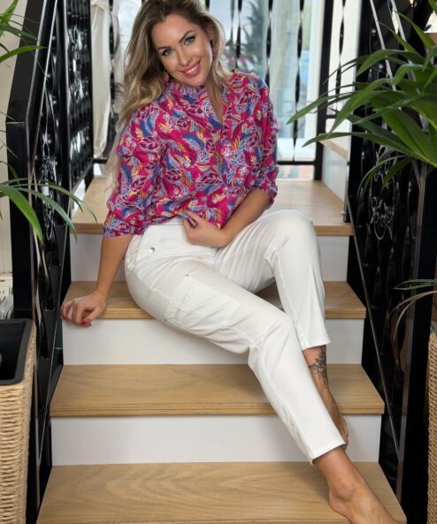 Navigazione Sia 7/8 kényelmes nadrág fehér