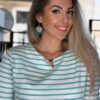 Navigazione türkiz csíkos felső - 3/4-es ujjú, 3. kép | MyBerill Boutique