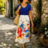 Dolcezza királykék V nyakú rövid ujjú felső - Blúz | MyBerill Boutique