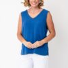 Dolcezza lenvászon V nyakú ujjatlan felső indigo - Blúz | MyBerill Boutique
