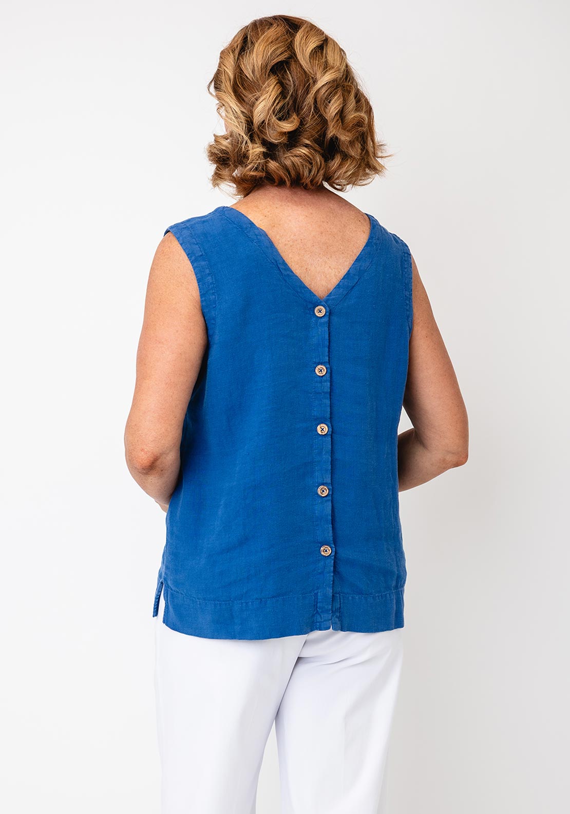 Dolcezza lenvászon V nyakú ujjatlan felső világoskék - Blúz, 2. kép | MyBerill Boutique
