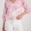 Monari Virág mintás blúz rózsaszín - 3/4-es ujjú | MyBerill Boutique