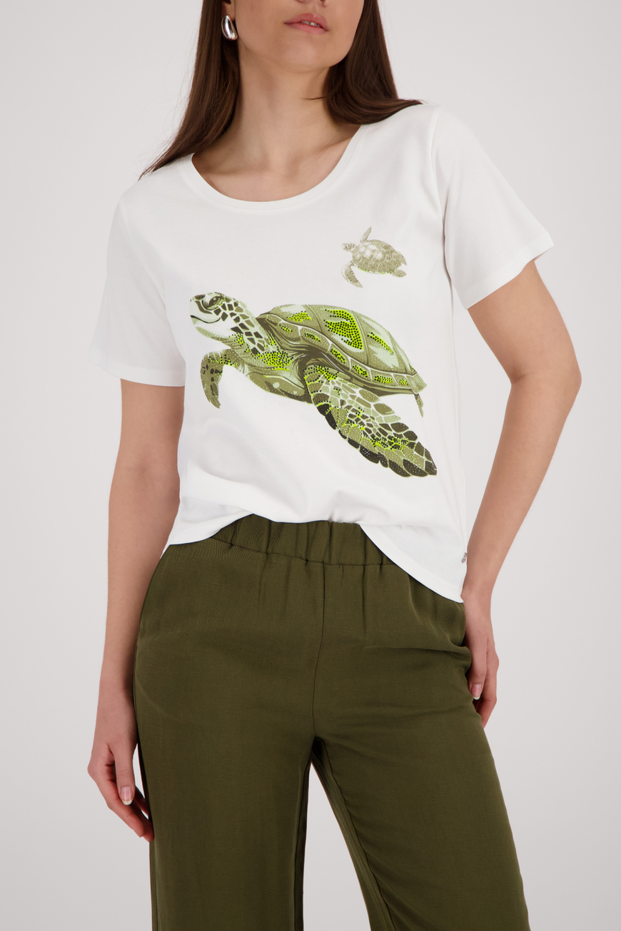 Monari Teknőcmintás póló (zöld) - ekrü | MyBerill Boutique