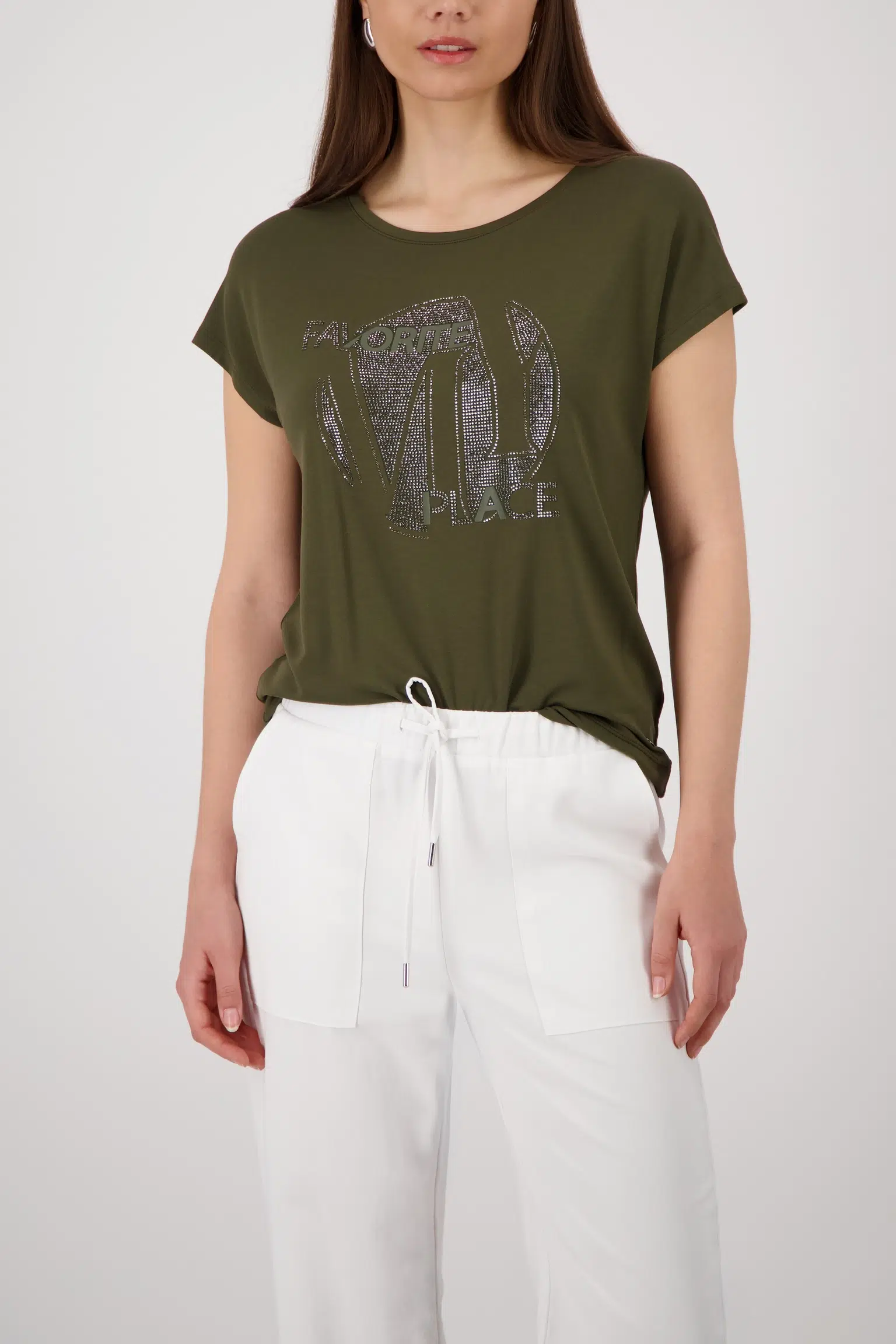 Monari Strasszos rövid ujjú póló (zöld) - Felső | MyBerill Boutique