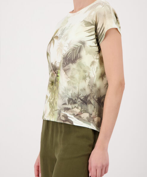 Monari Trópusi mintás rövid ujjú póló - barna, 5. kép | MyBerill Boutique
