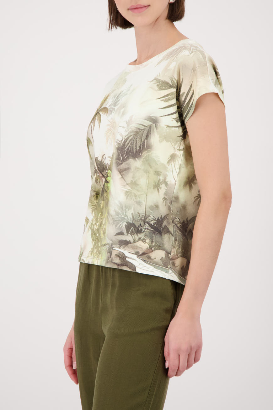 Monari Trópusi mintás rövid ujjú póló - barna, 5. kép | MyBerill Boutique