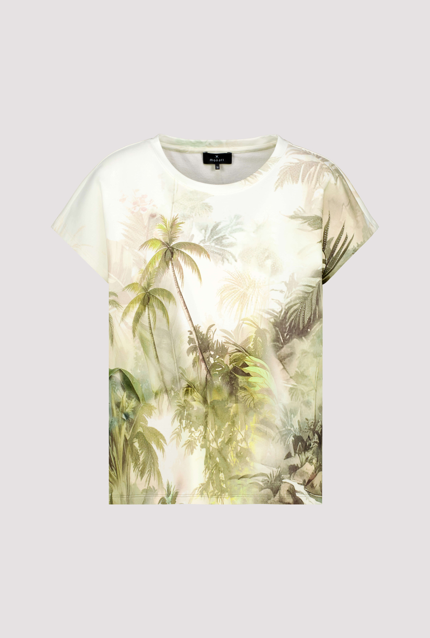 Monari Trópusi mintás rövid ujjú póló - barna, 7. kép | MyBerill Boutique