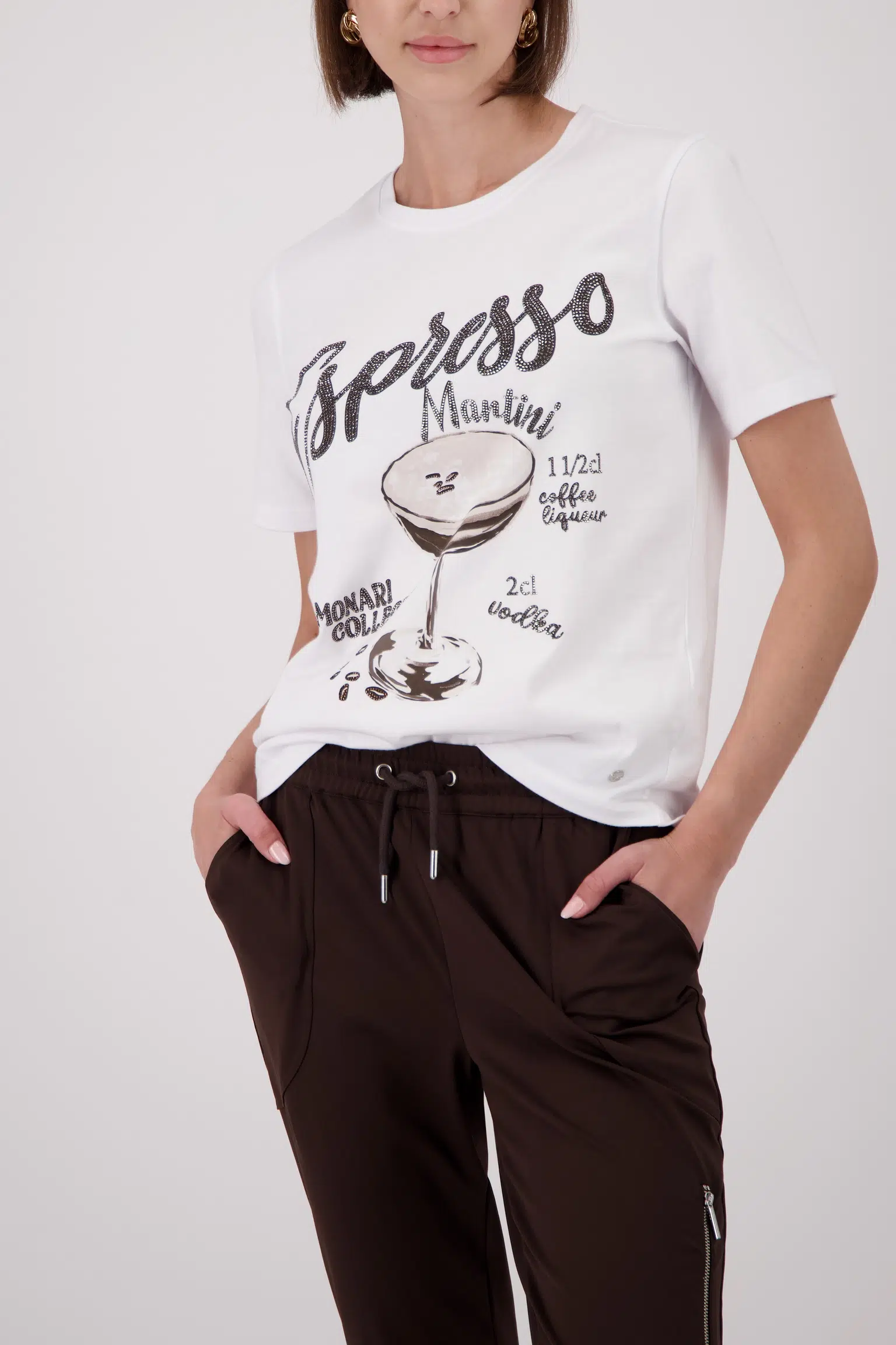 Monari Espresso mintás póló - barna | MyBerill Boutique