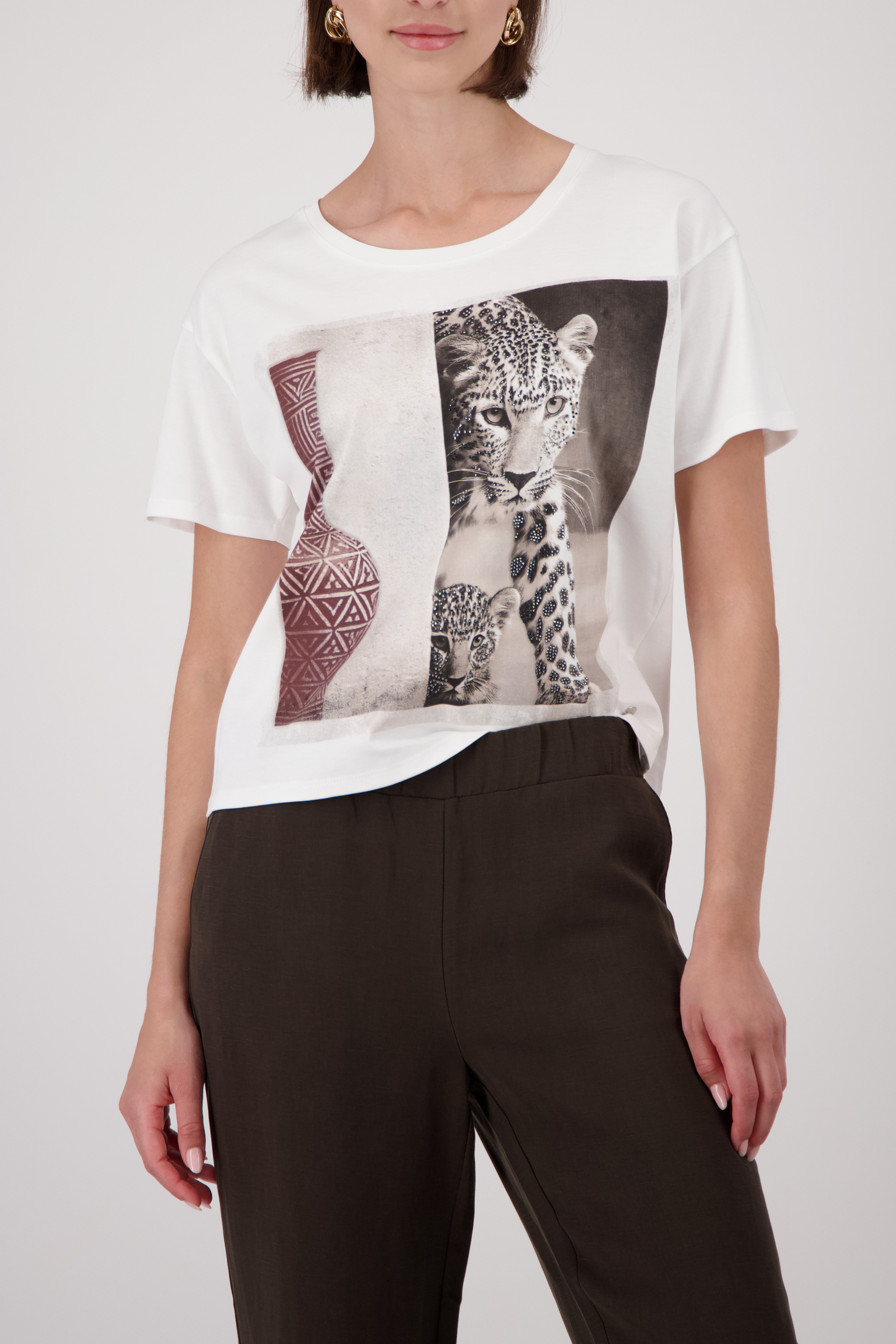 Monari Leopárdmintás póló - ekrü | MyBerill Boutique