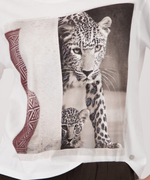 Monari Leopárdmintás póló - ekrü, 3. kép | MyBerill Boutique