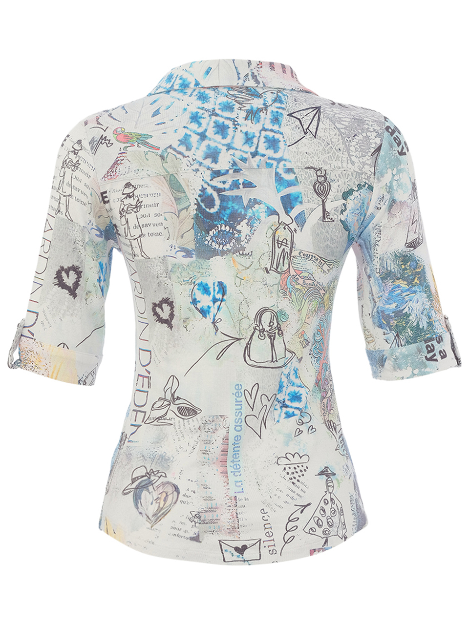 Dolcezza “Kollázs 46” galléros felső - acélkék, 5. kép | MyBerill Boutique