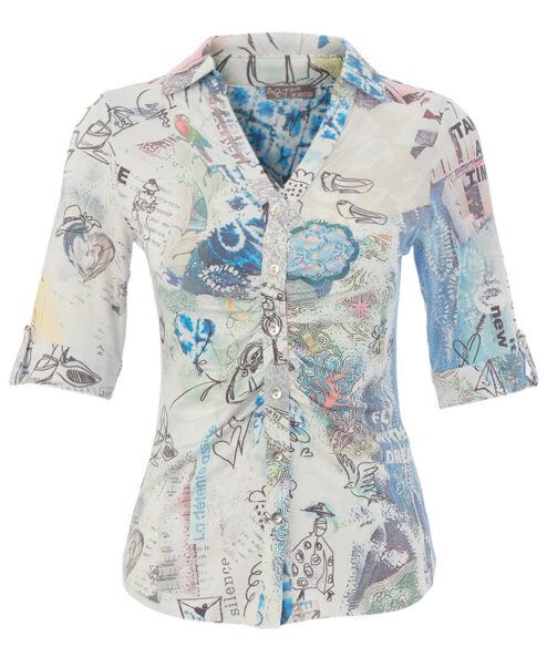 Dolcezza “Kollázs 46” galléros felső - acélkék, 3. kép | MyBerill Boutique
