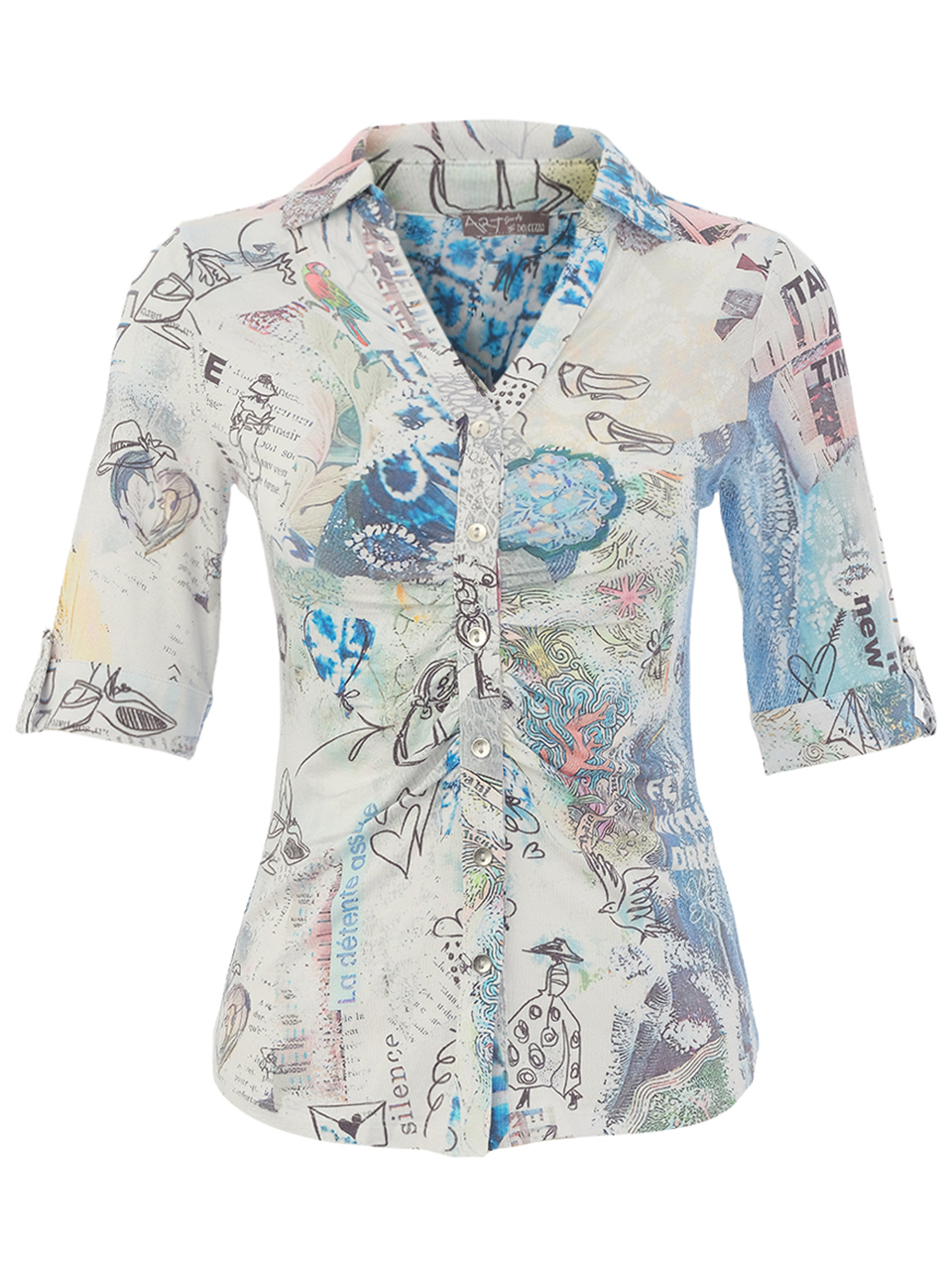 Dolcezza “Kollázs 46” galléros felső - acélkék, 3. kép | MyBerill Boutique