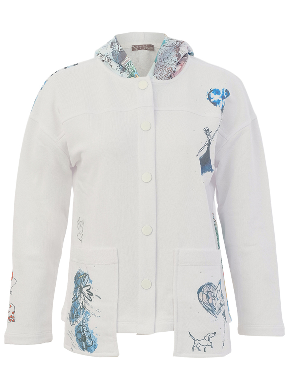 Dolcezza “Kollázs 46” kapucnis, gombos dzseki - acélkék | MyBerill Boutique