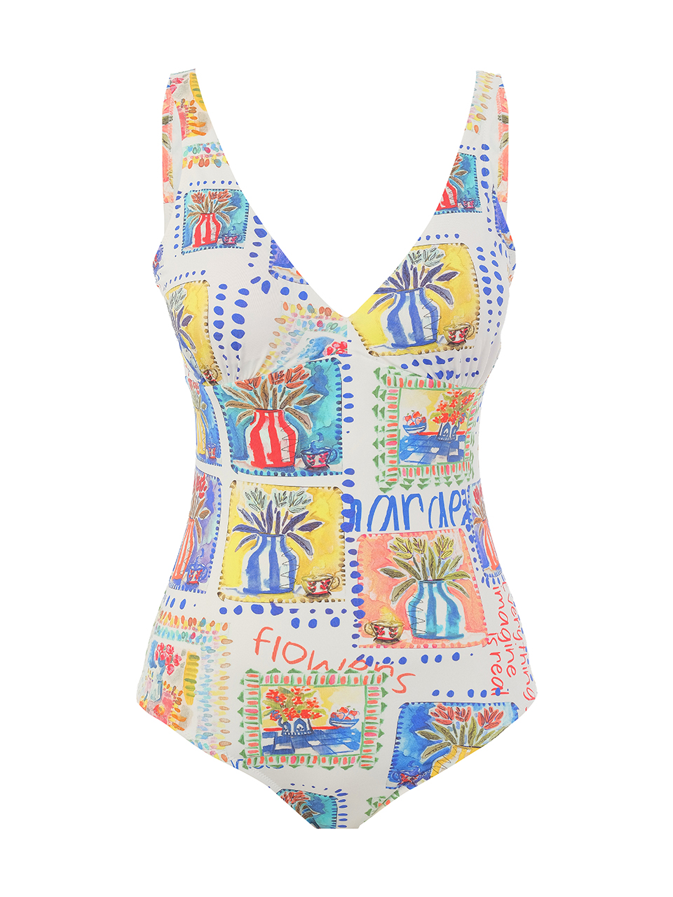 Dolcezza “A Kézzel készített kertem” egyrészes fürdőruha - acélkék | MyBerill Boutique