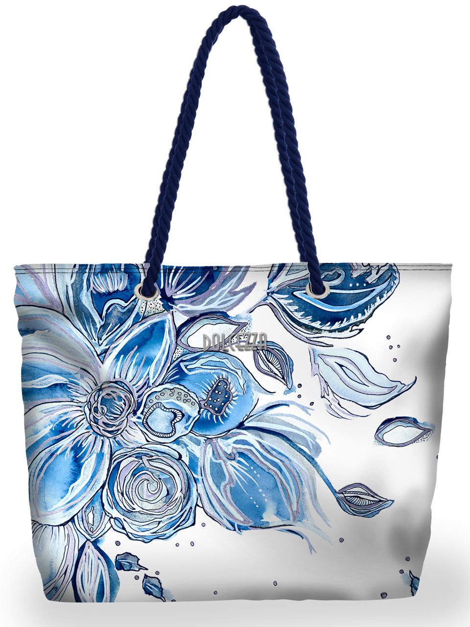 Dolcezza “Kék virágok” nagy válltáska - acélkék | MyBerill Boutique