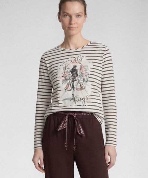 Rabe Csíkos felső divatos illusztrációval - 3/4-es ujjú, 3. kép | MyBerill Boutique