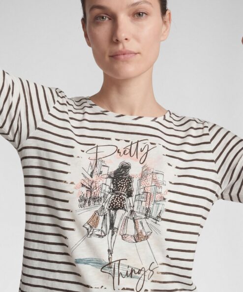 Rabe Csíkos felső divatos illusztrációval - 3/4-es ujjú, 4. kép | MyBerill Boutique