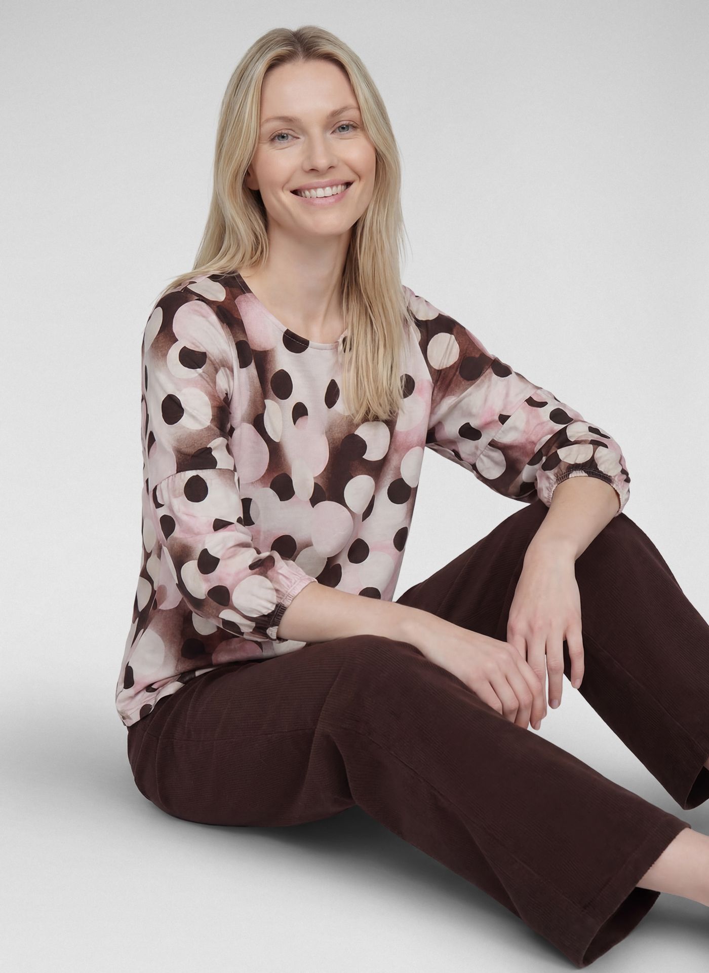 Rabe kerek nyakú pöttyös mintás felső - 3/4-es ujjú | MyBerill Boutique