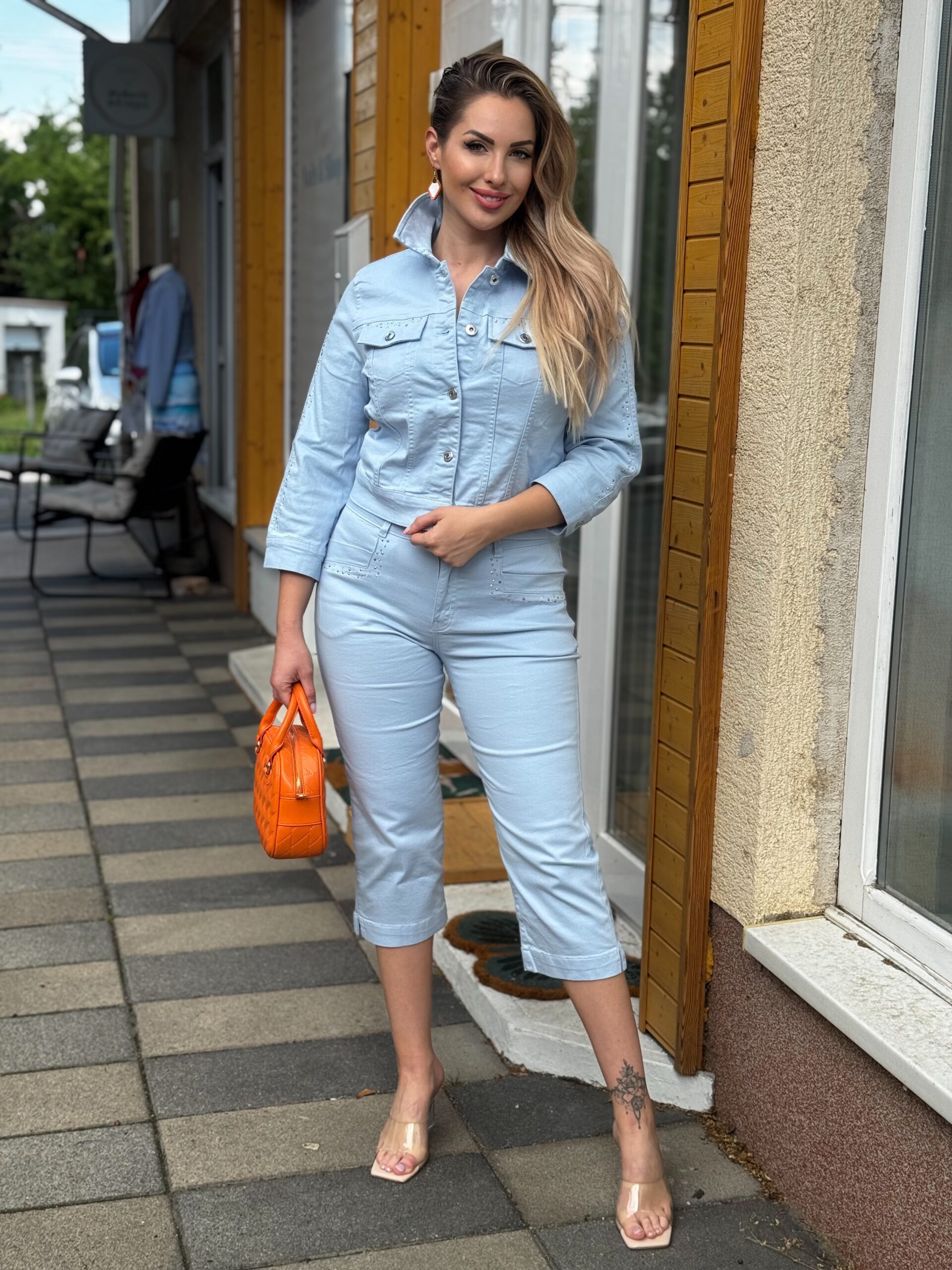 Dolcezza Jeans korall capri nadrág - barack, 2. kép | MyBerill Boutique