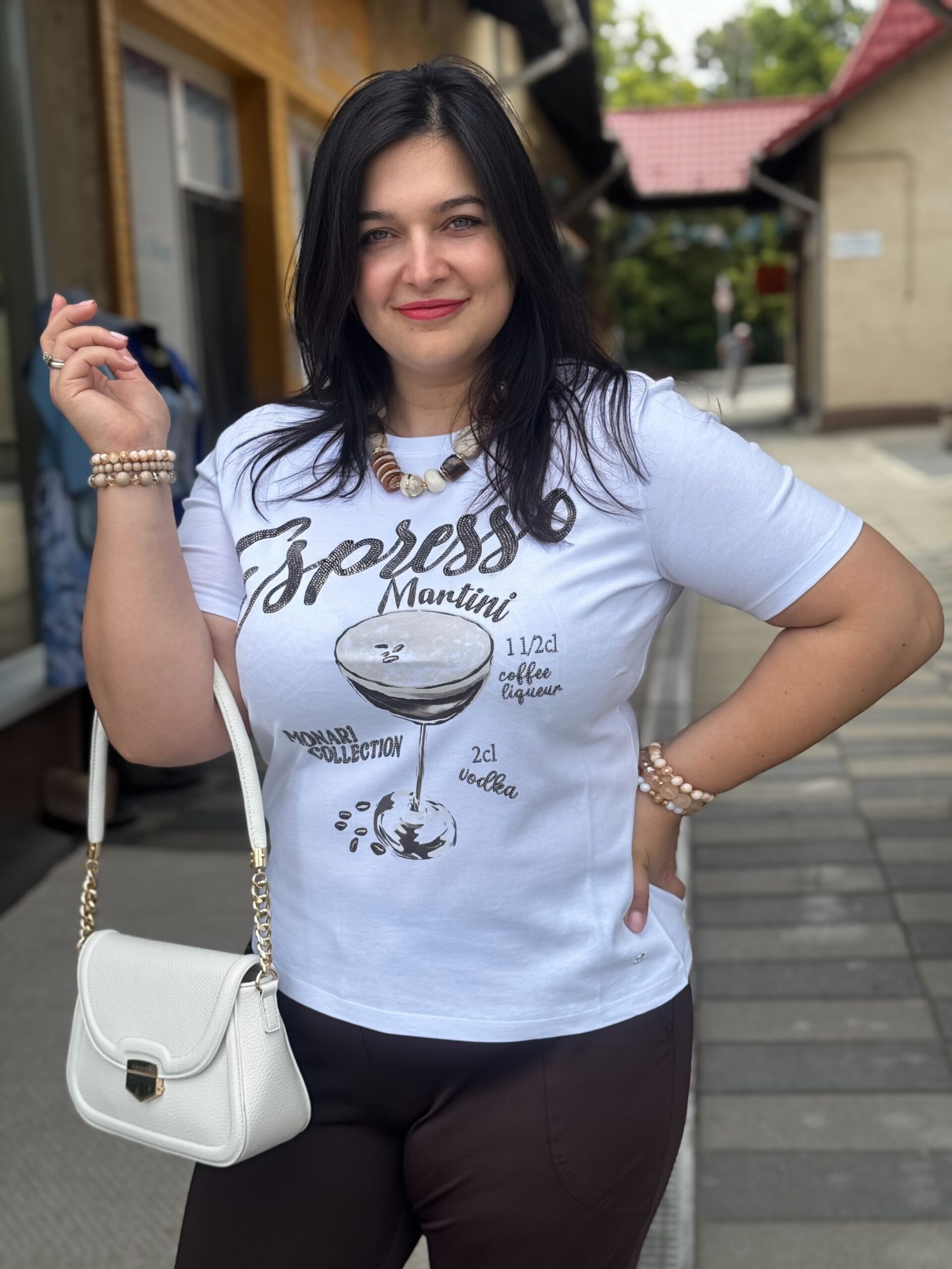 Monari Espresso mintás póló - barna, 2. kép | MyBerill Boutique