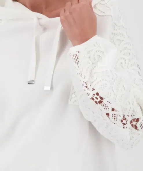 Monari Kötött pulóver csipkével, kapucnival - ekrü, 3. kép | MyBerill Boutique