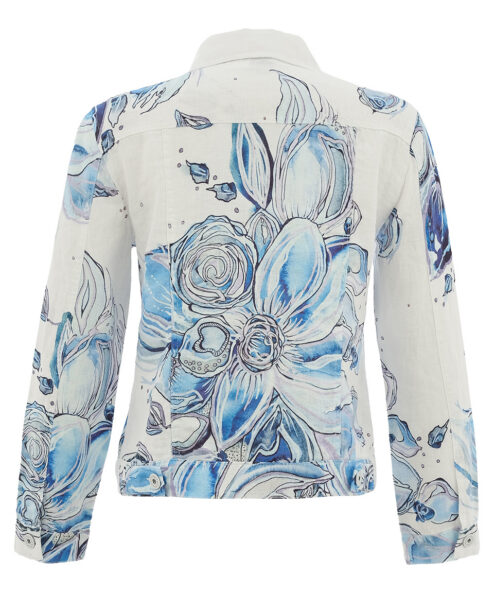 Dolcezza “Kék Virágok”Len Kabát - acélkék, 5. kép | MyBerill Boutique