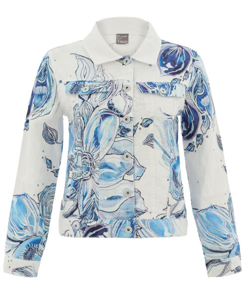 Dolcezza “Kék Virágok”Len Kabát - acélkék, 3. kép | MyBerill Boutique