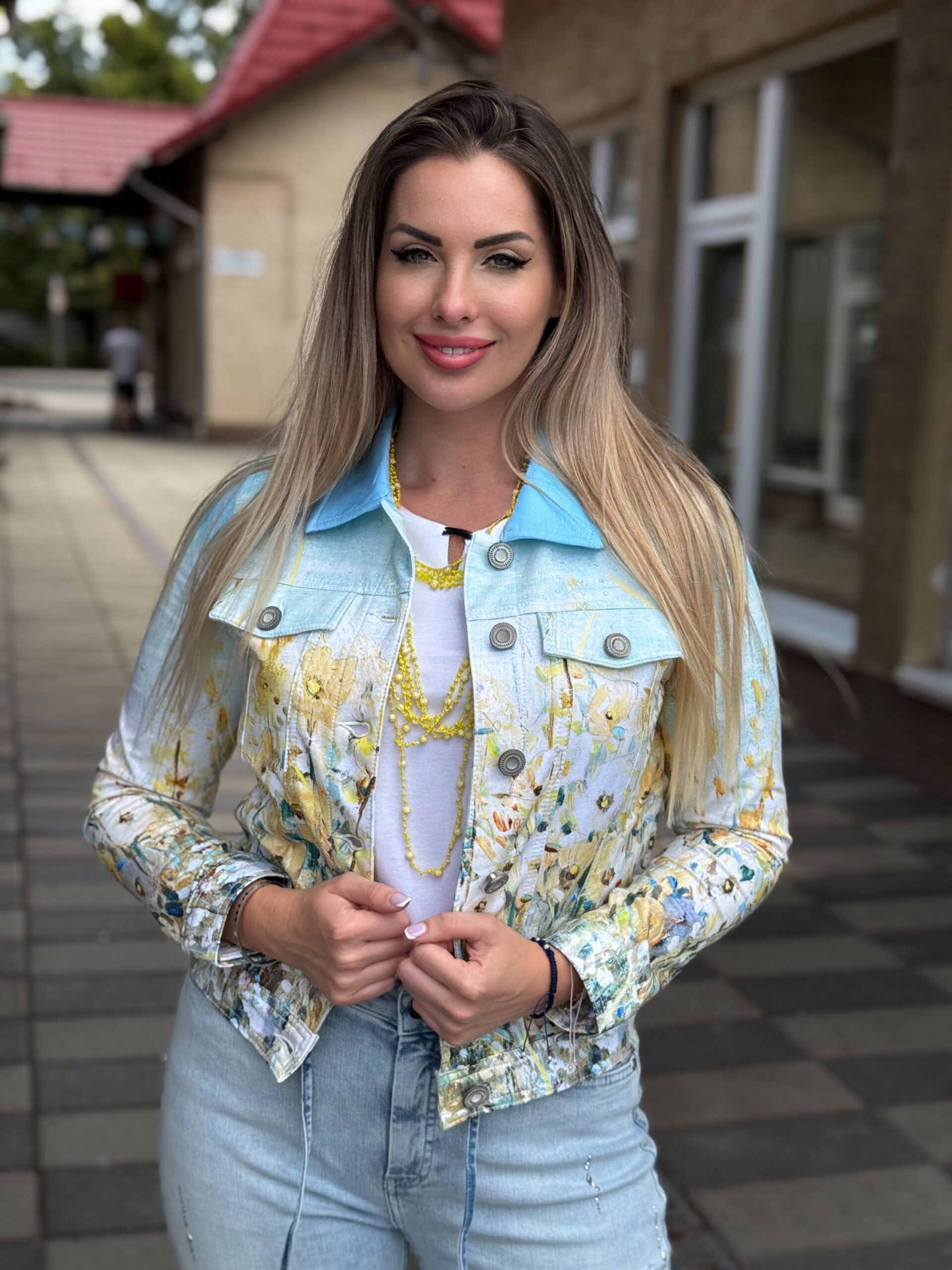 Dolcezza “Parti Virágok” kabát átlátszó strasszokkal - 3/4-es ujjú | MyBerill Boutique