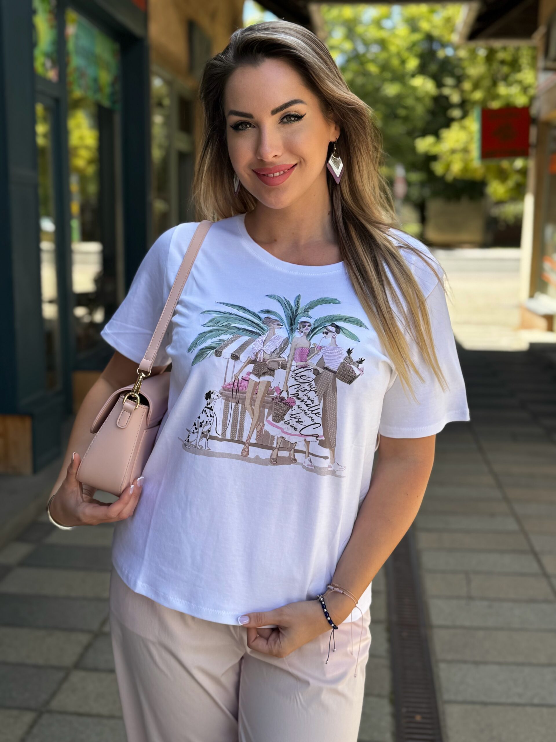 Monari fehér felső női mintával - ekrü | MyBerill Boutique
