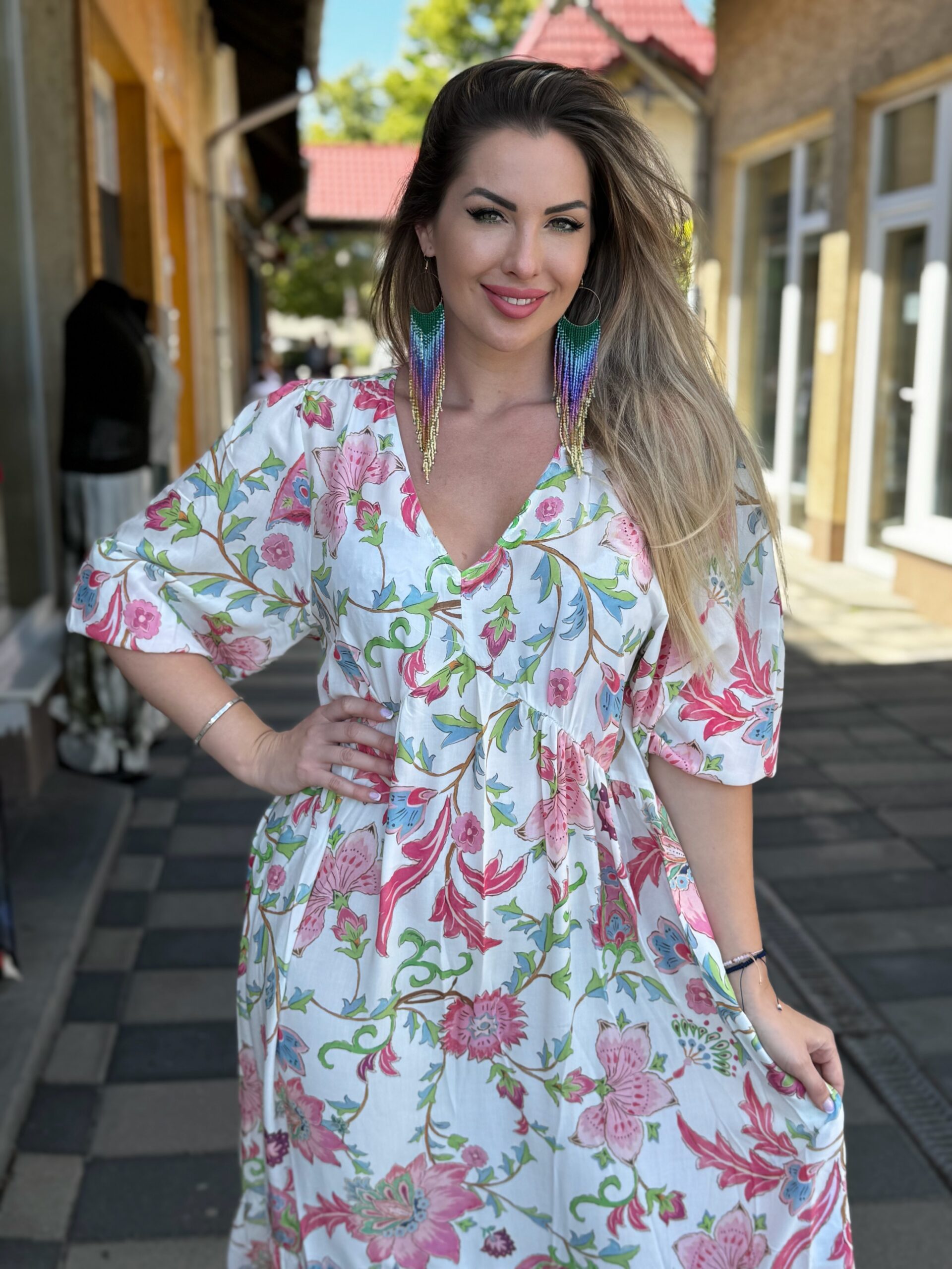 Monari Virágmintás ruha maxi - 3/4-es ujjú, 3. kép | MyBerill Boutique