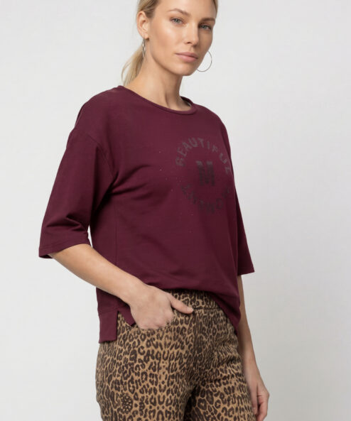 Monari Dekoratív feliratú 3/4 ujjú felső - 3/4-es ujjú | MyBerill Boutique
