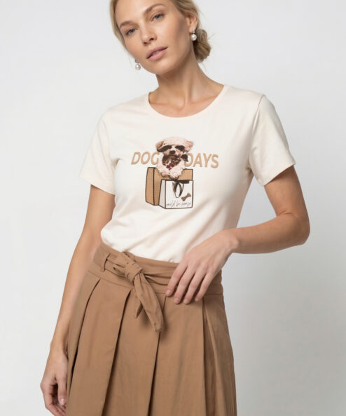 Monari Kutyamintás póló - ekrü | MyBerill Boutique
