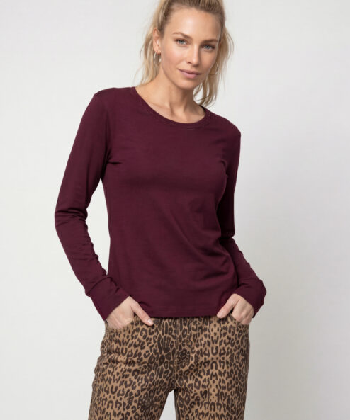 Monari Hosszú ujjú felső strasszokkal bordó - bordó | MyBerill Boutique