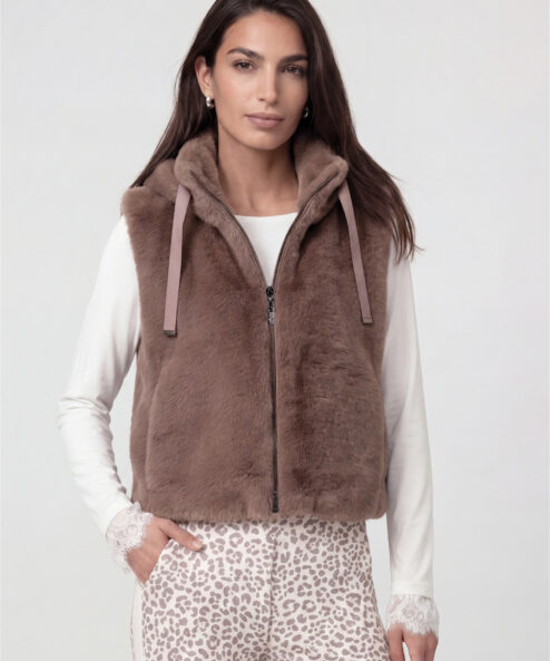 Monari műszőrme mellény - barna | MyBerill Boutique