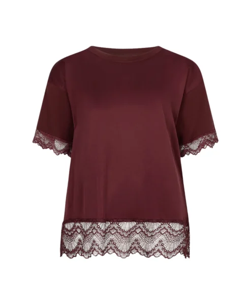 ESQUALO Csipkés szatén Merlot póló - bordó, 7. kép | MyBerill Boutique