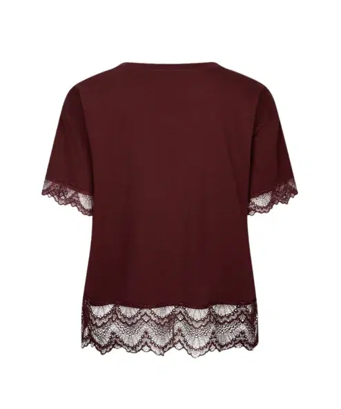 ESQUALO Csipkés szatén Merlot póló - bordó, 6. kép | MyBerill Boutique